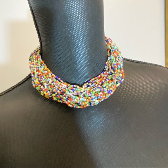 Multi-colored Beaded Choker 17.5' Long - Picture 1 of 5
